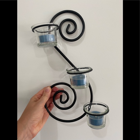 Black Scroll Metal Wall Sconce & Tea-light Holder Set - Picture 2 of 2